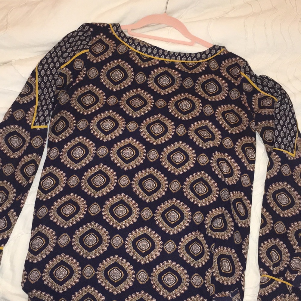 Loft long sleeve navy yellow and pink paisley